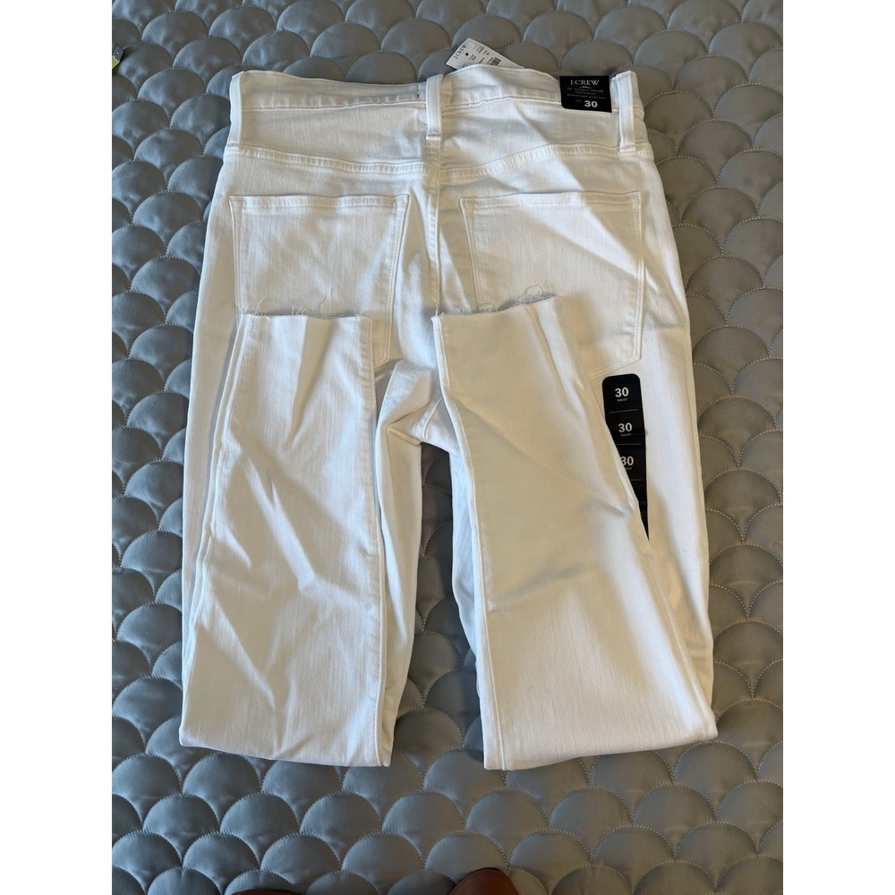 J Crew Factory NEW  10 Inch High Rise Skinny Straight Jeans White Sz 30  Raw Hem - Picture 7 of 7